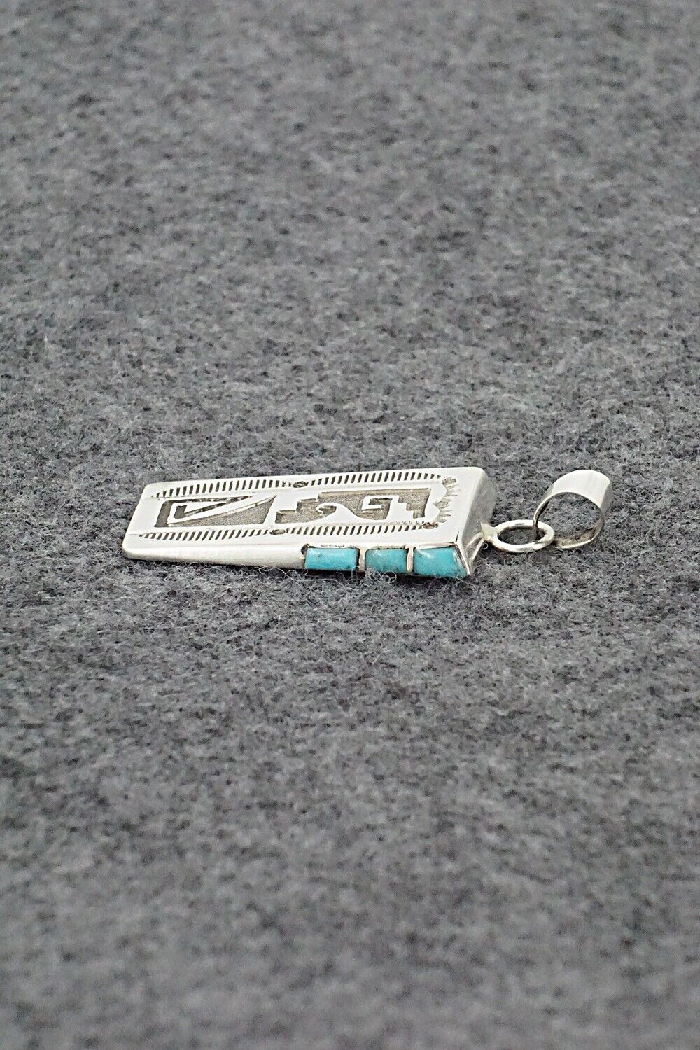 Turquoise & Sterling Silver Pendant - Leonard Jim