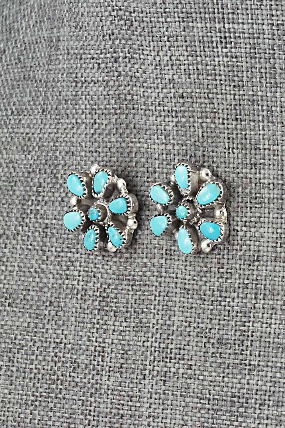 Turquoise & Sterling Silver Earrings - Lorencita Walela