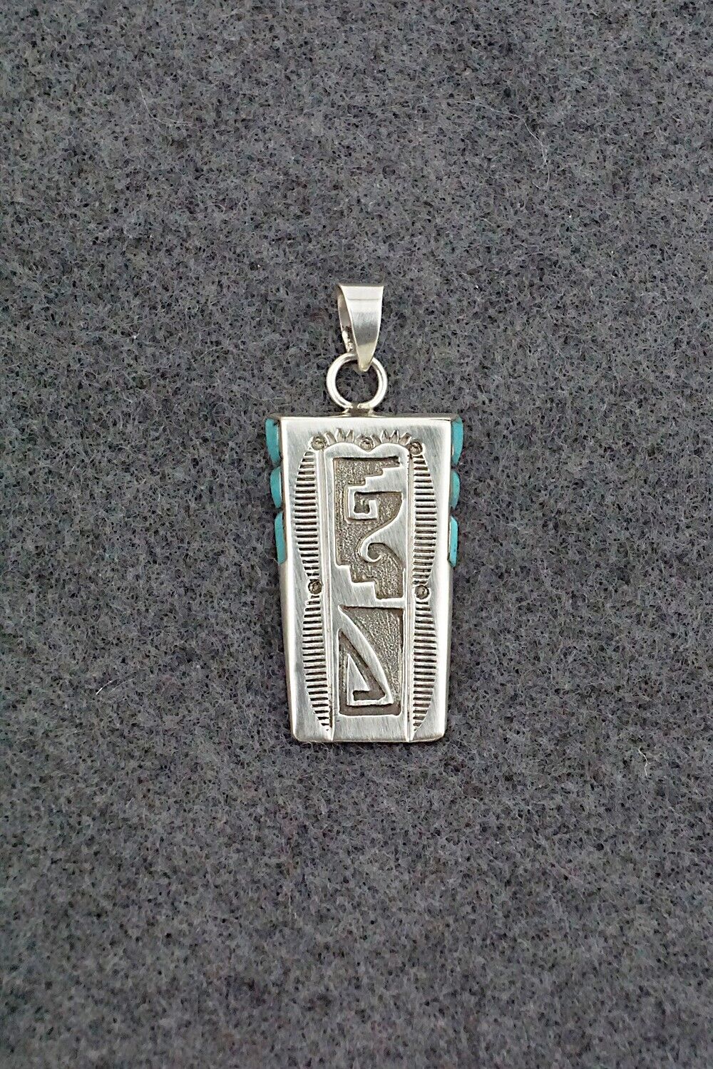 Turquoise & Sterling Silver Pendant - Leonard Jim