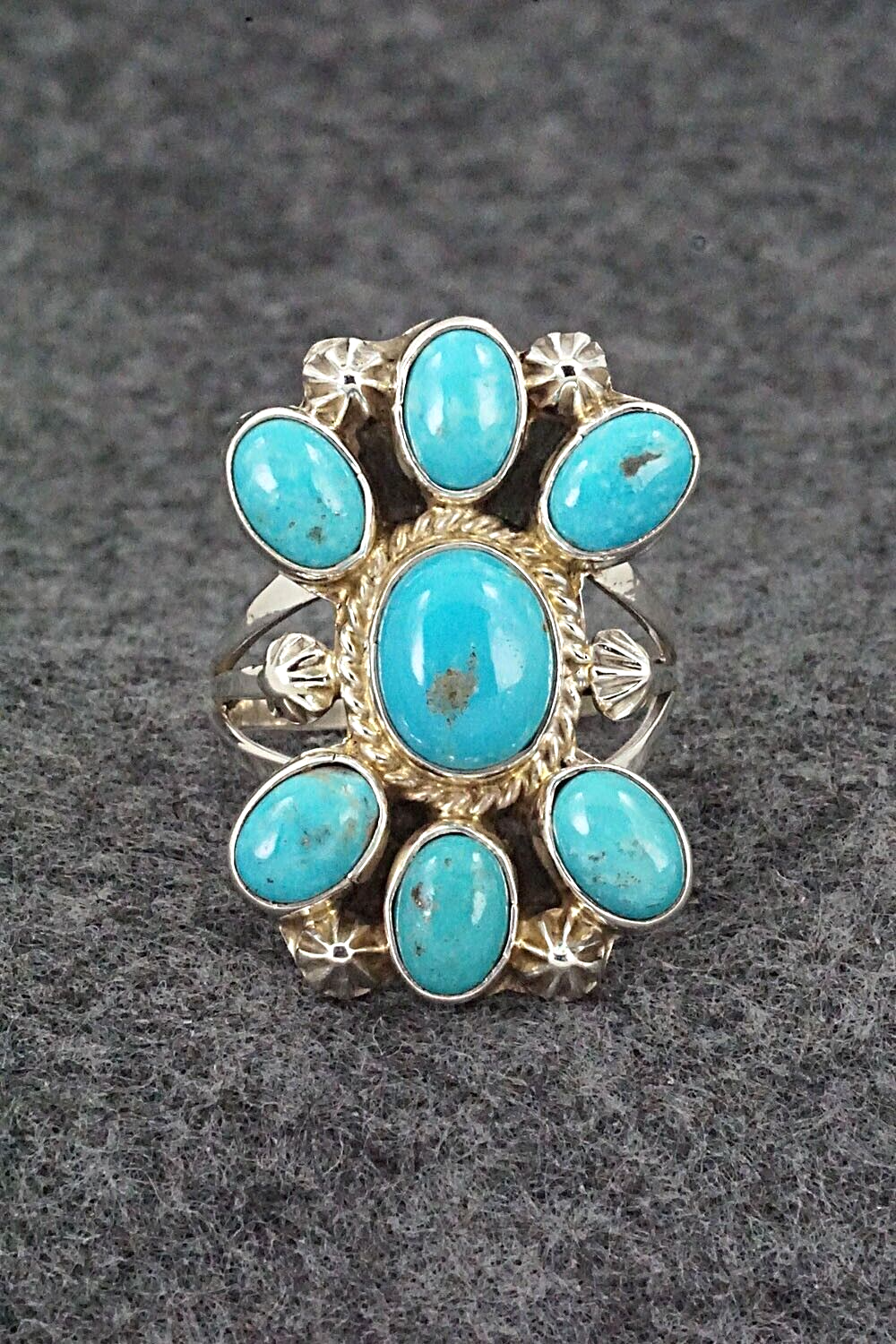 Turquoise & Sterling Silver Ring - Roberta Begay - Size 8.75