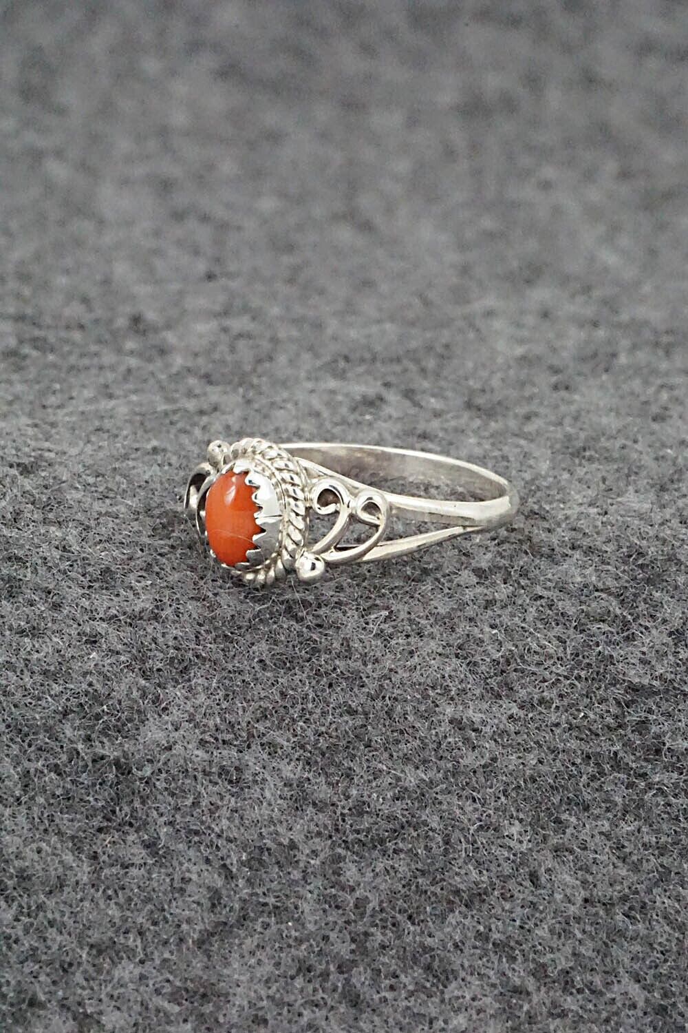 Coral & Sterling Silver Ring - Letricia Largo - Size 6.75