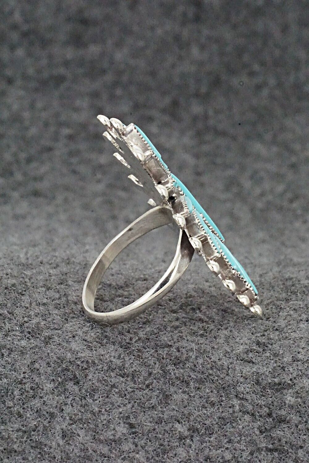 Turquoise & Sterling Silver Ring - Lance & Cordelia Waatsa - Size 7.75