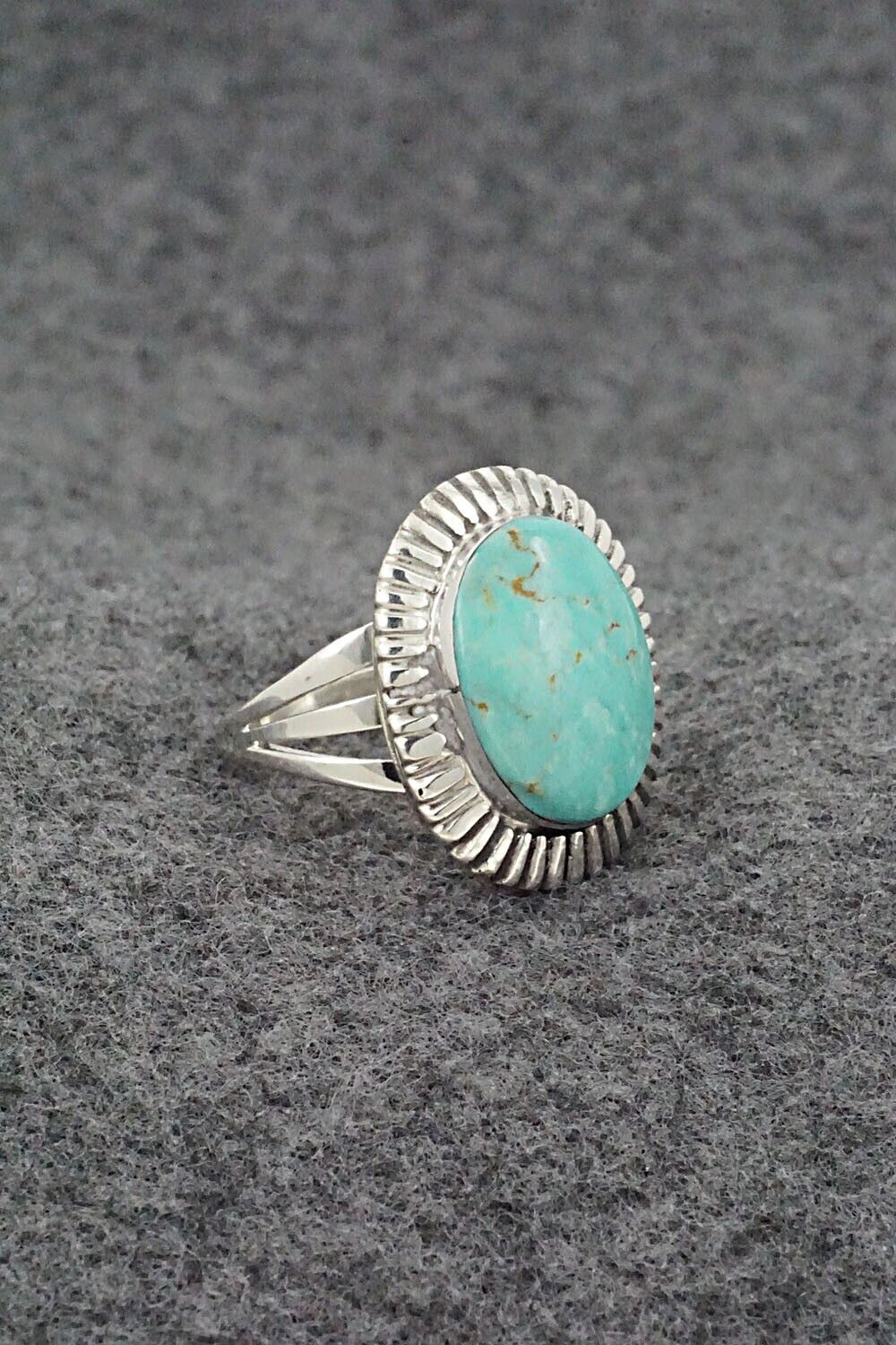 Turquoise & Sterling Silver Ring - Kenny Lonjose - Size 6.75