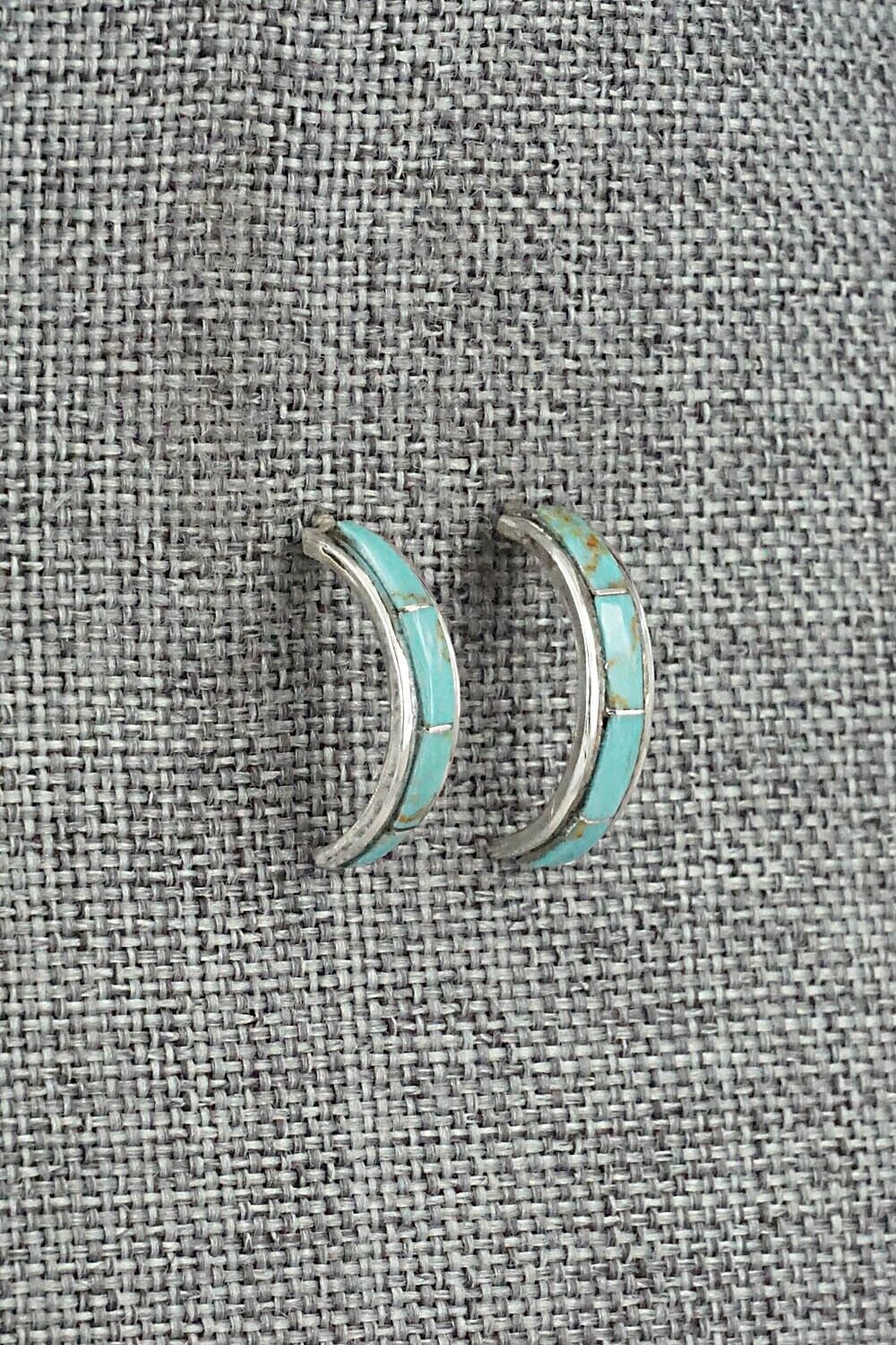 Turquoise & Sterling Silver Hoop Earrings - Alton Tom