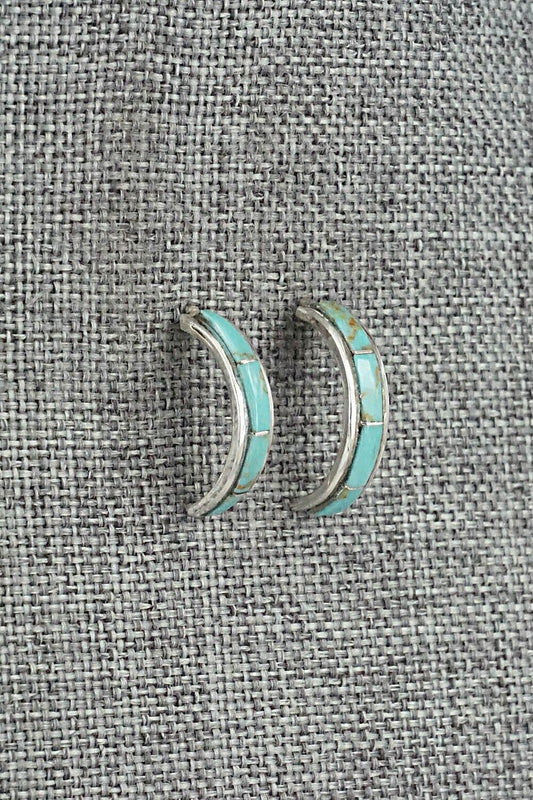 Turquoise & Sterling Silver Hoop Earrings - Alton Tom