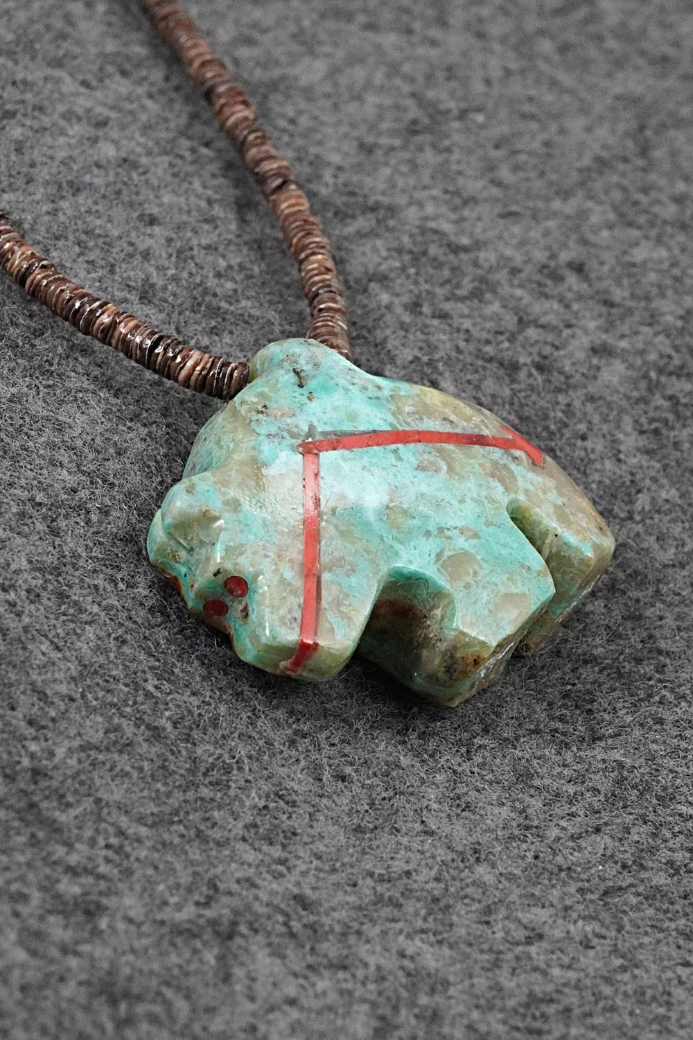 Turquoise Zuni Fetish Carving & Sterling Silver Necklace - Bernard Laiwakete