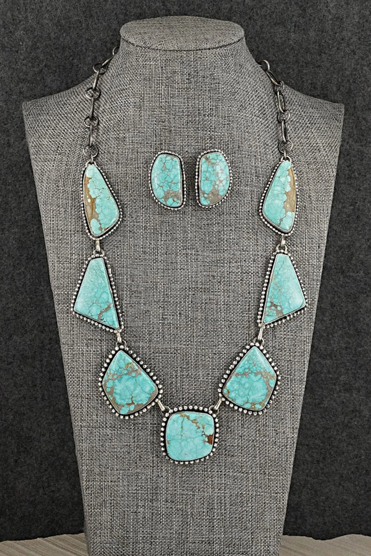 Turquoise & Sterling Silver Necklace and Earrings Set - Paul Livingston