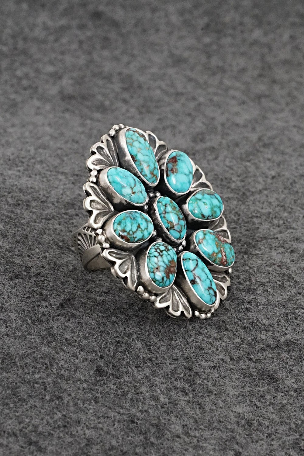 Turquoise & Sterling Silver Ring - Mark Yazzie - Size 8 Adj.