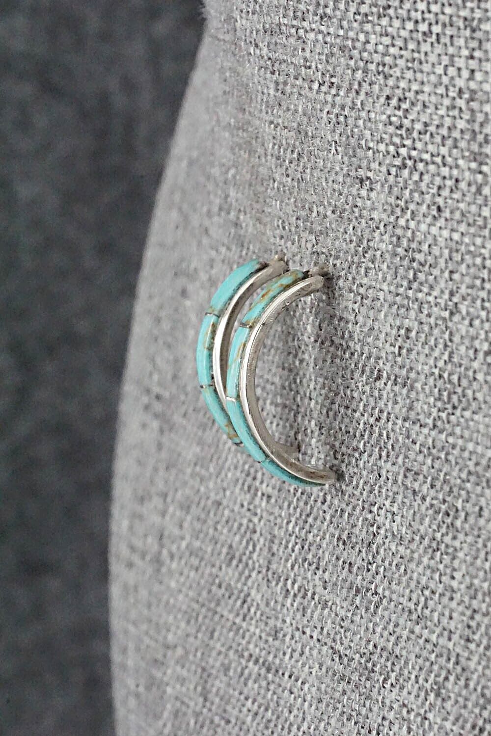 Turquoise & Sterling Silver Hoop Earrings - Alton Tom