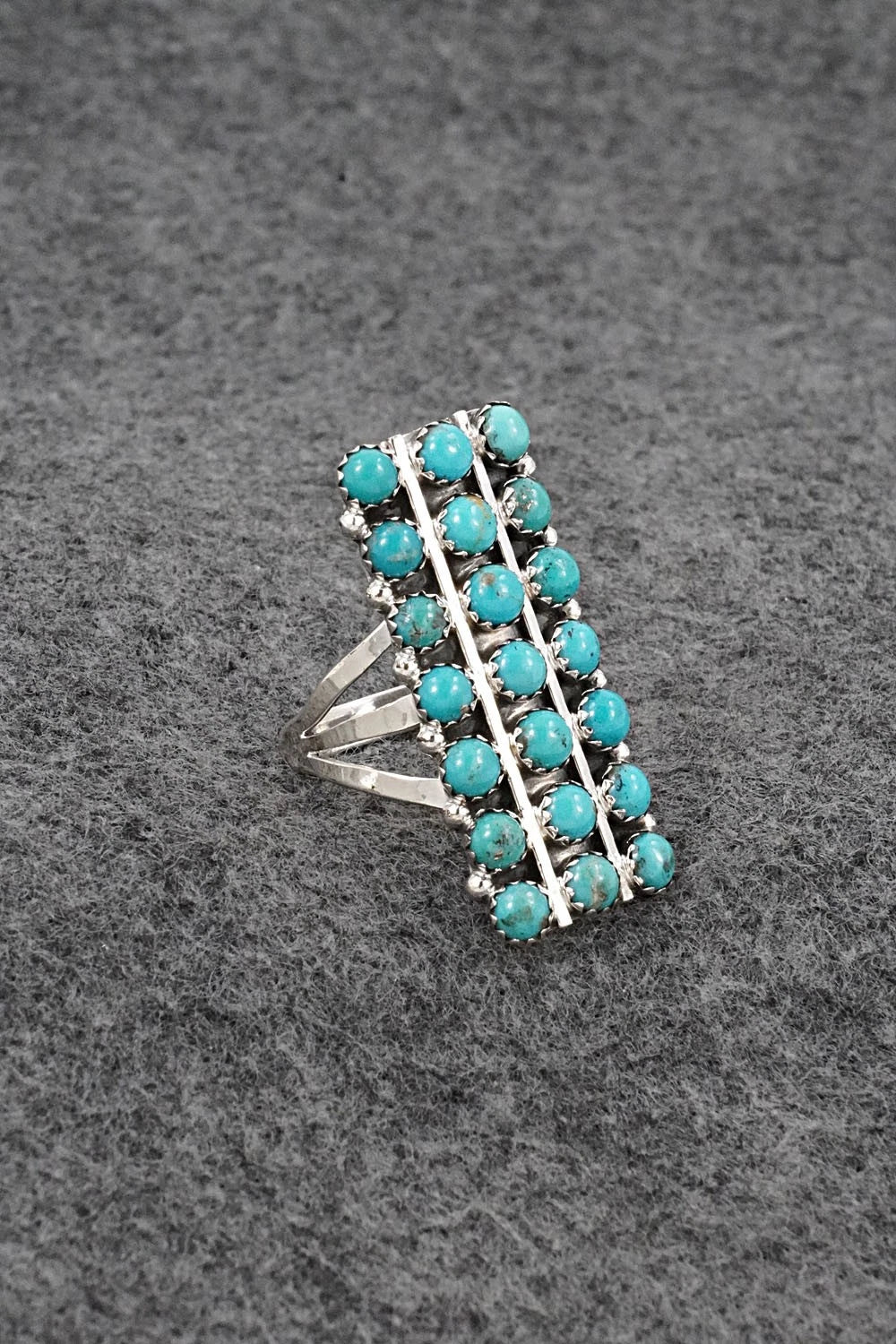 Turquoise & Sterling Silver Ring - Kenny Lonjose - Size 9