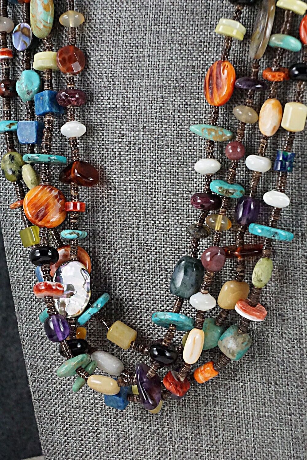 Multi Stone and Sterling Silver Necklace - Helen Tsosie