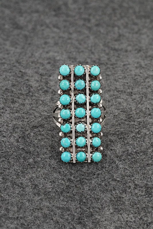 Turquoise & Sterling Silver Ring - Kenny Lonjose - Size 7.5