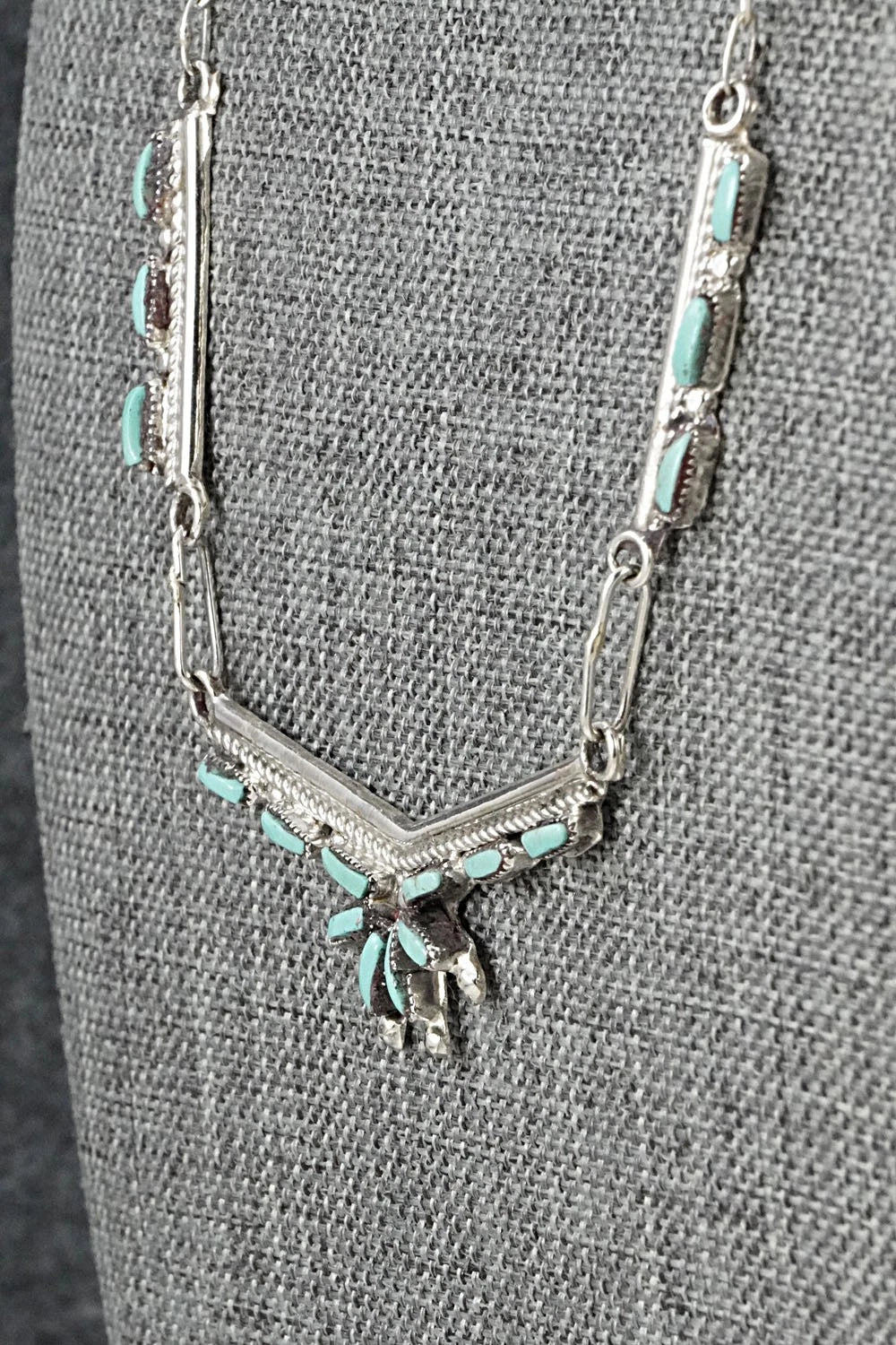 Turquoise & Sterling Silver Necklace and Earrings Set - Veronica Yawakia