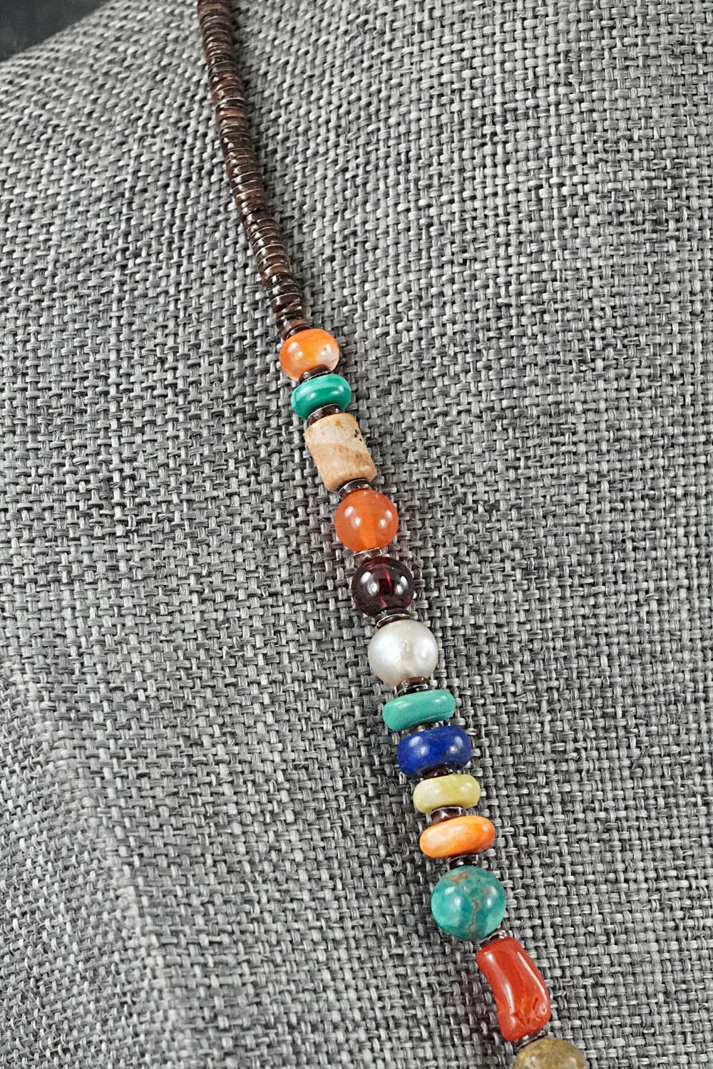 Multi-Stone & Sterling Silver Necklace 18"- Helen Tsosie