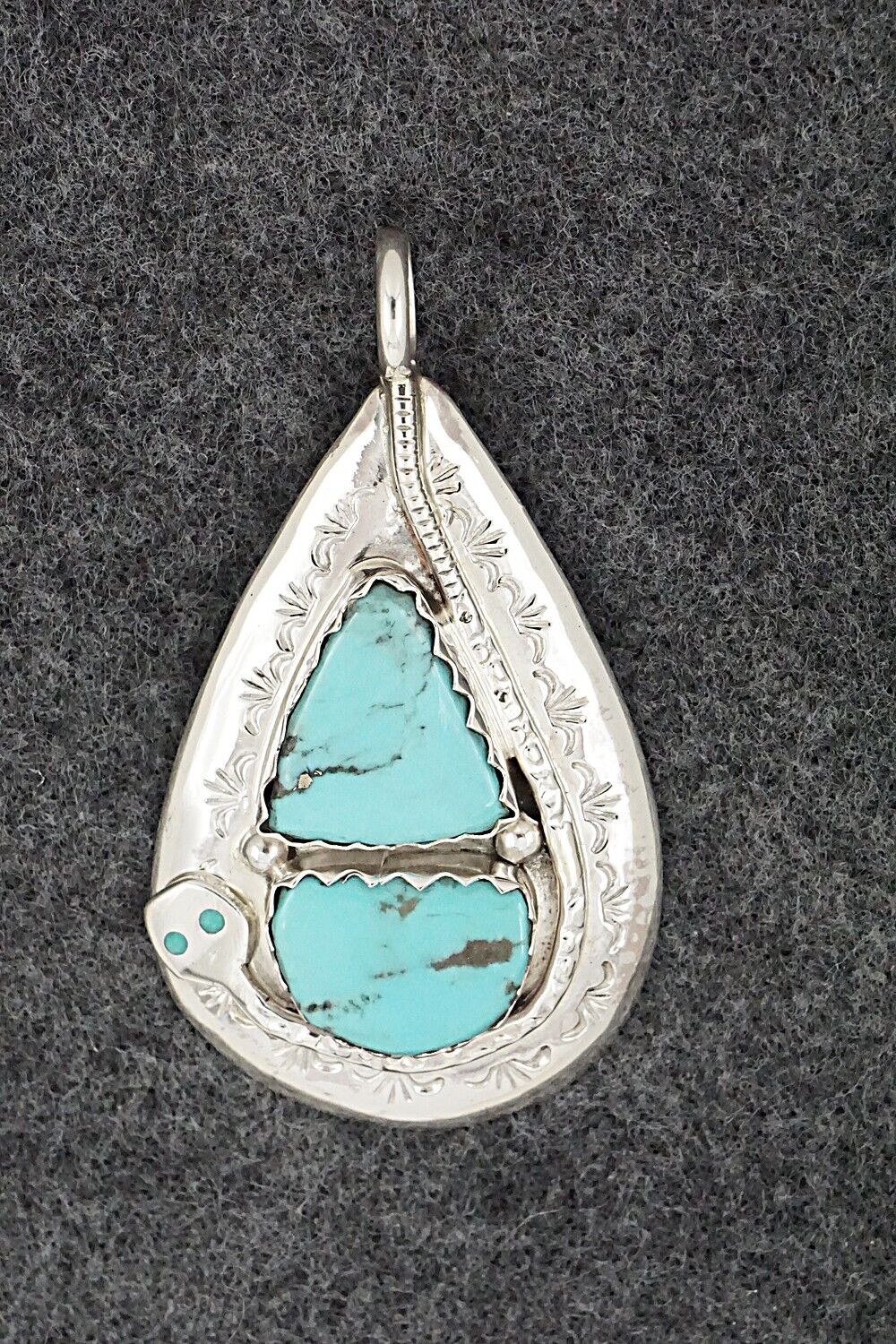 Turquoise and Sterling Silver Pendant - Joy Calavaza