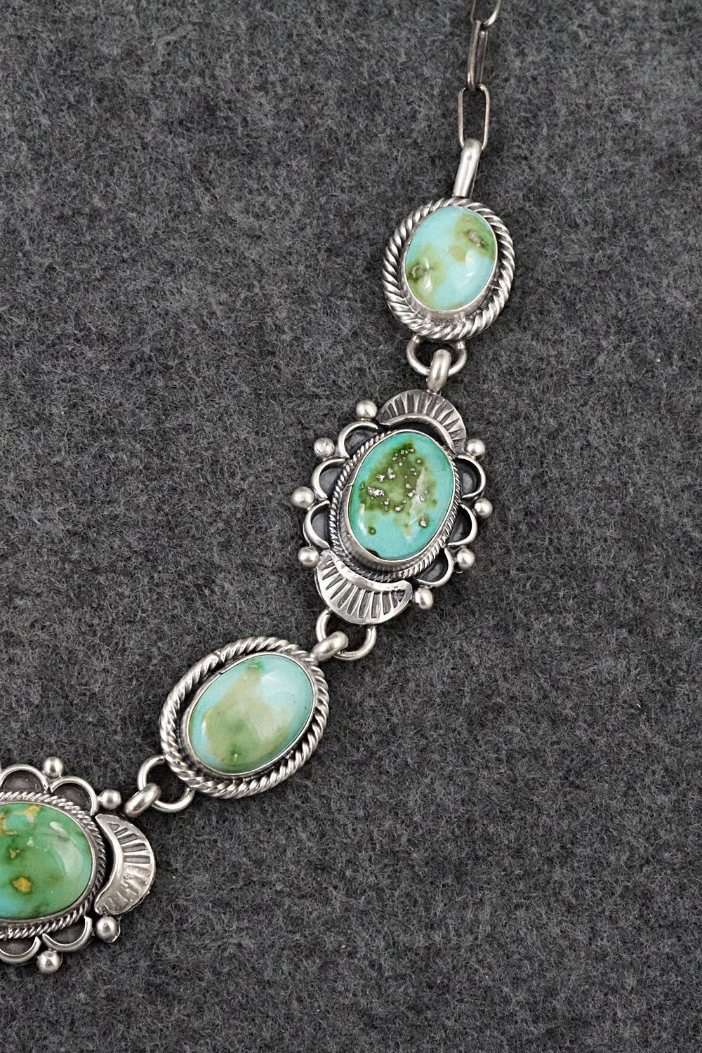 Turquoise & Sterling Silver Necklace and Earrings Set - Bobby Johnson