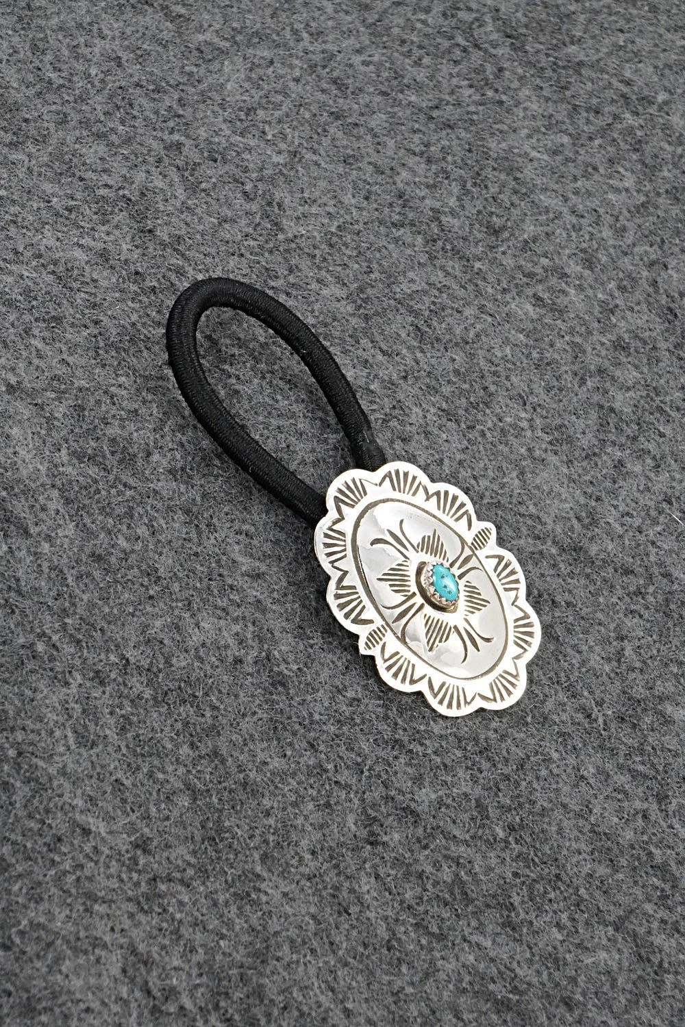 Turquoise & Sterling Silver Hair Tie - Bertha Begay