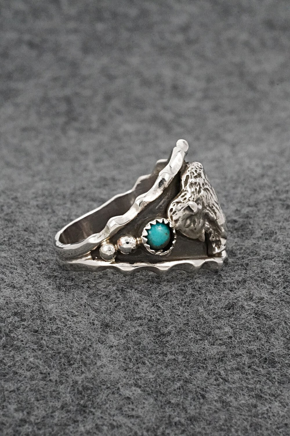 Turquoise & Sterling Silver Ring - Genevieve Francisco - Size 14