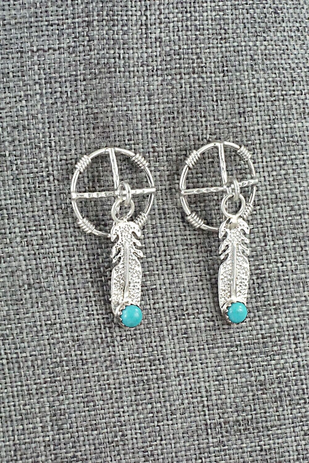 Turquoise and Sterling Silver Earrings - Kenny Lonjose