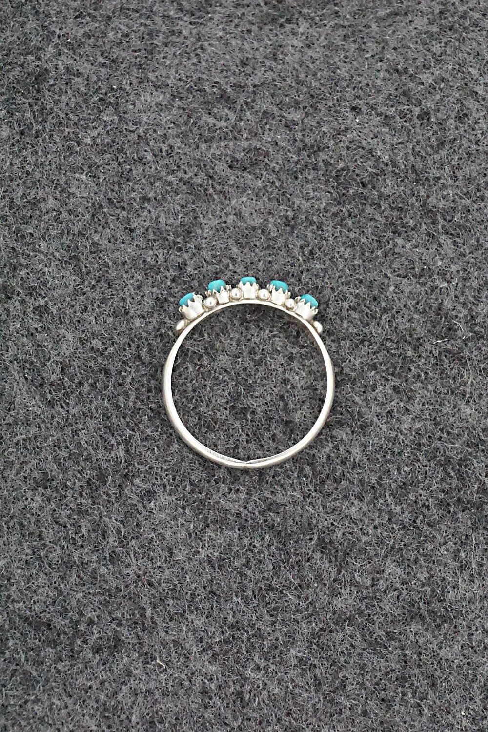 Turquoise & Sterling Silver Ring - April Haloo - Size 9
