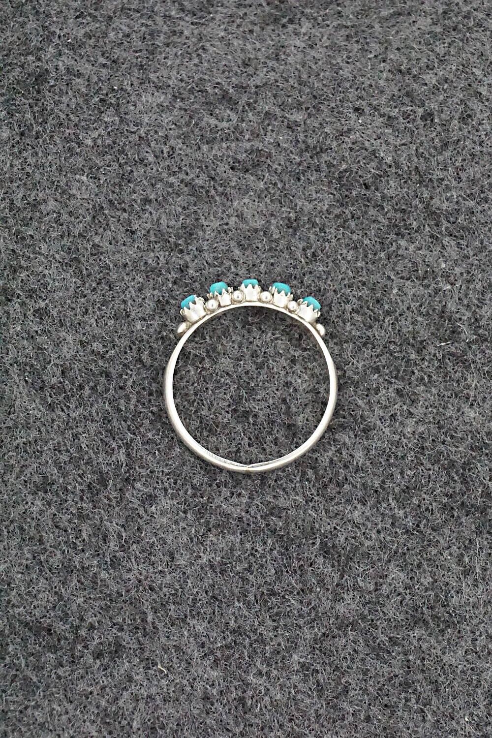 Turquoise & Sterling Silver Ring - April Haloo - Size 6.5