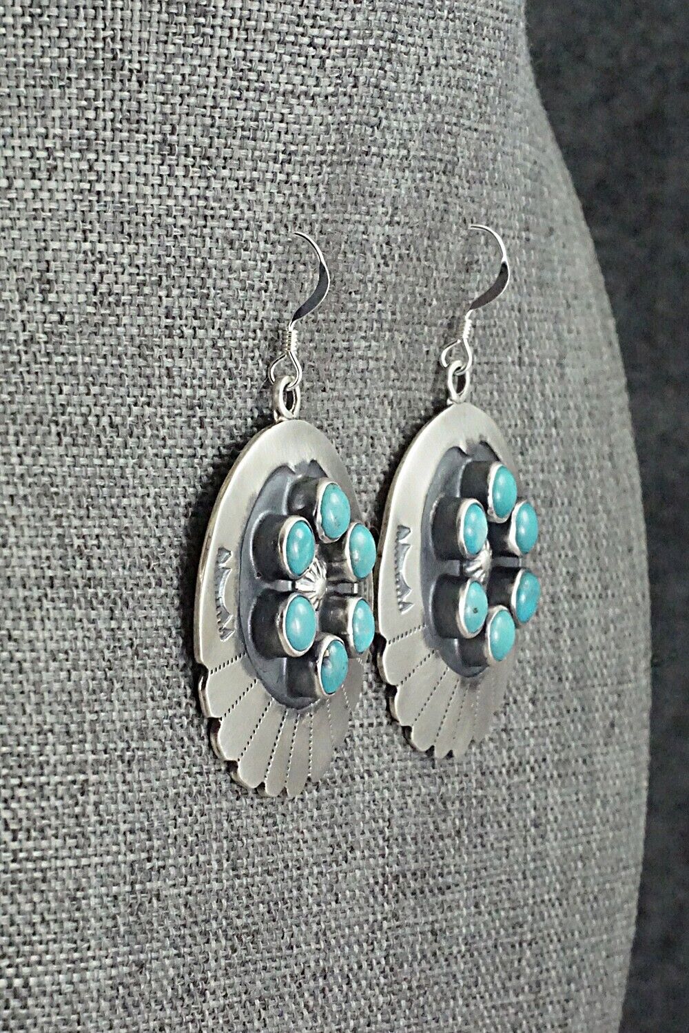 Turquoise & Sterling Silver Earrings - Kenny Lonjose