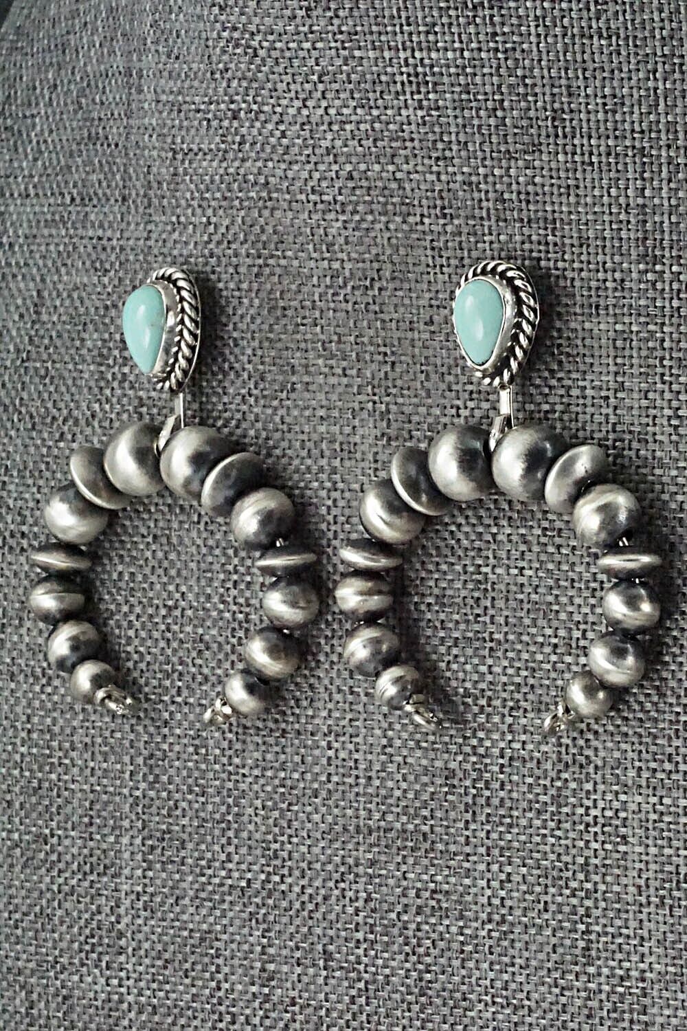 Turquoise & Sterling Silver Navajo Pearl Earrings - Amanda Larry