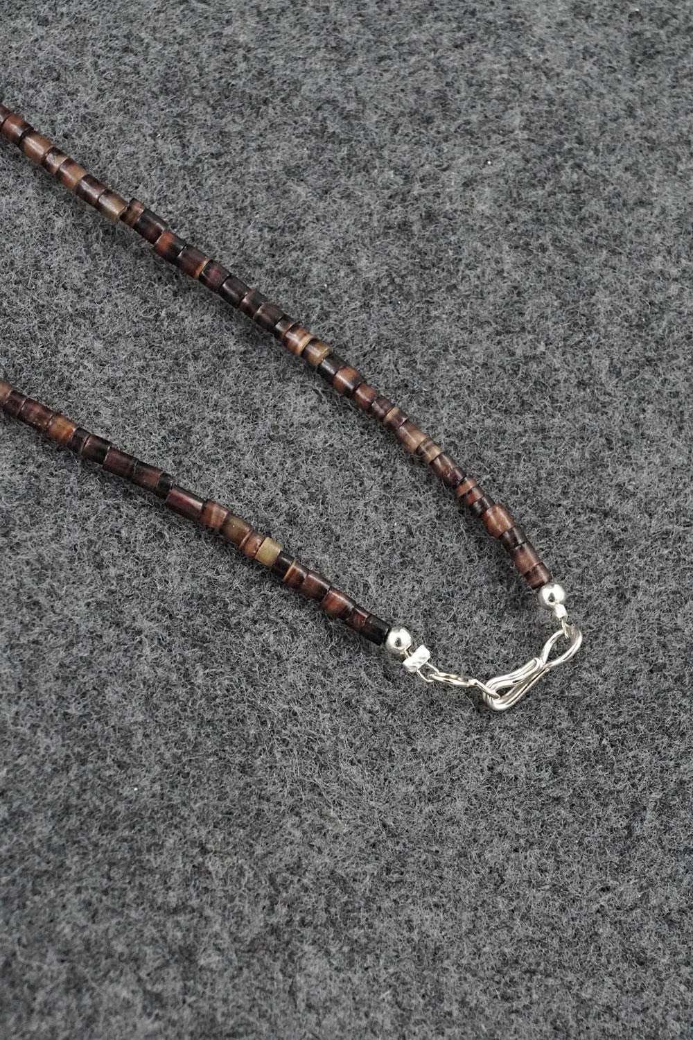 Turquoise, Spiny Oyster & Sterling Silver Necklace 24" - Doreen Jake