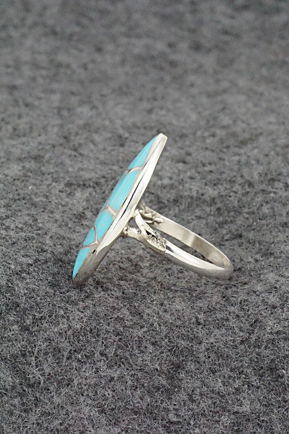 Turquoise & Sterling Silver Ring - Orena Leekya - Size 7.5