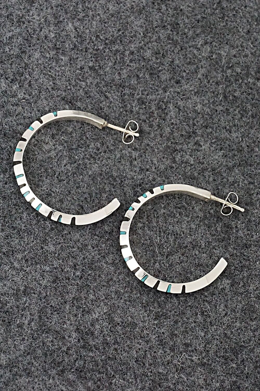 Turquoise, Onyx & Sterling Silver Earrings - Gilbert Weebothee