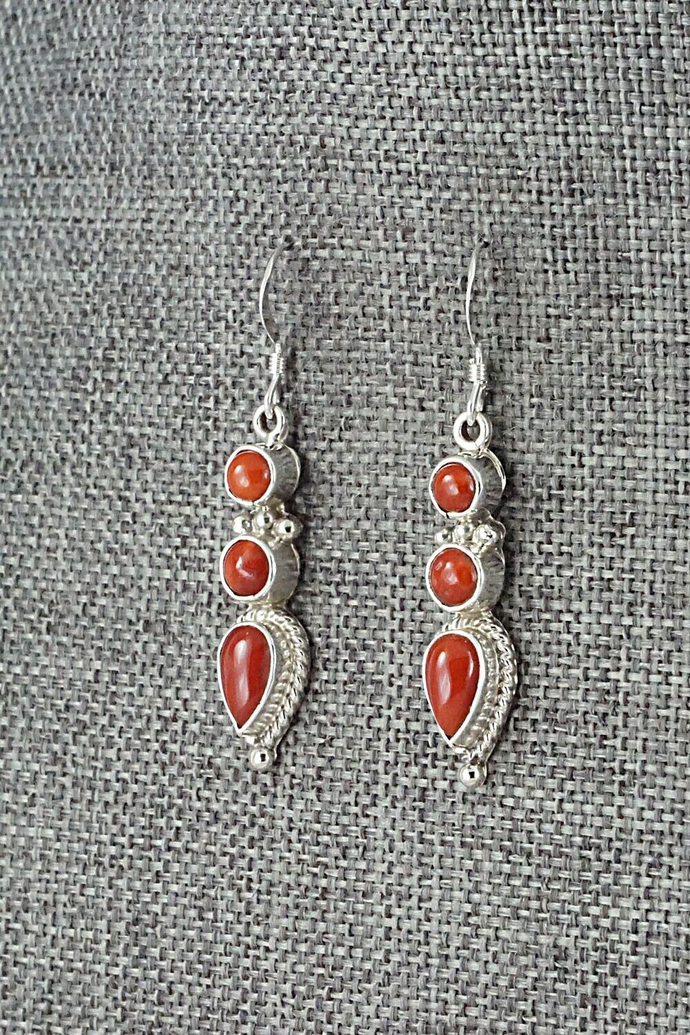 Coral & Sterling Silver Earrings - Verley Betone