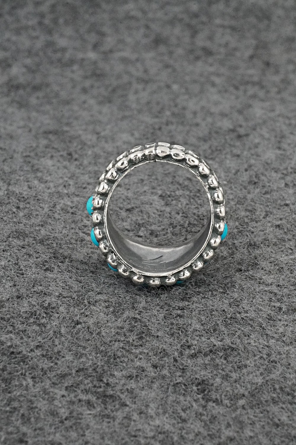Turquoise & Sterling Silver Ring - Kenny Lonjose - Size 7.5