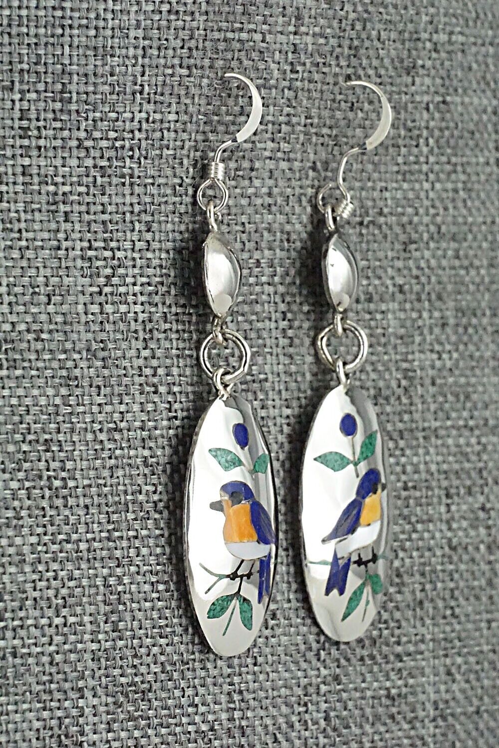 Multi Stone & Sterling Silver Earrings - Quintin Quam Sr.