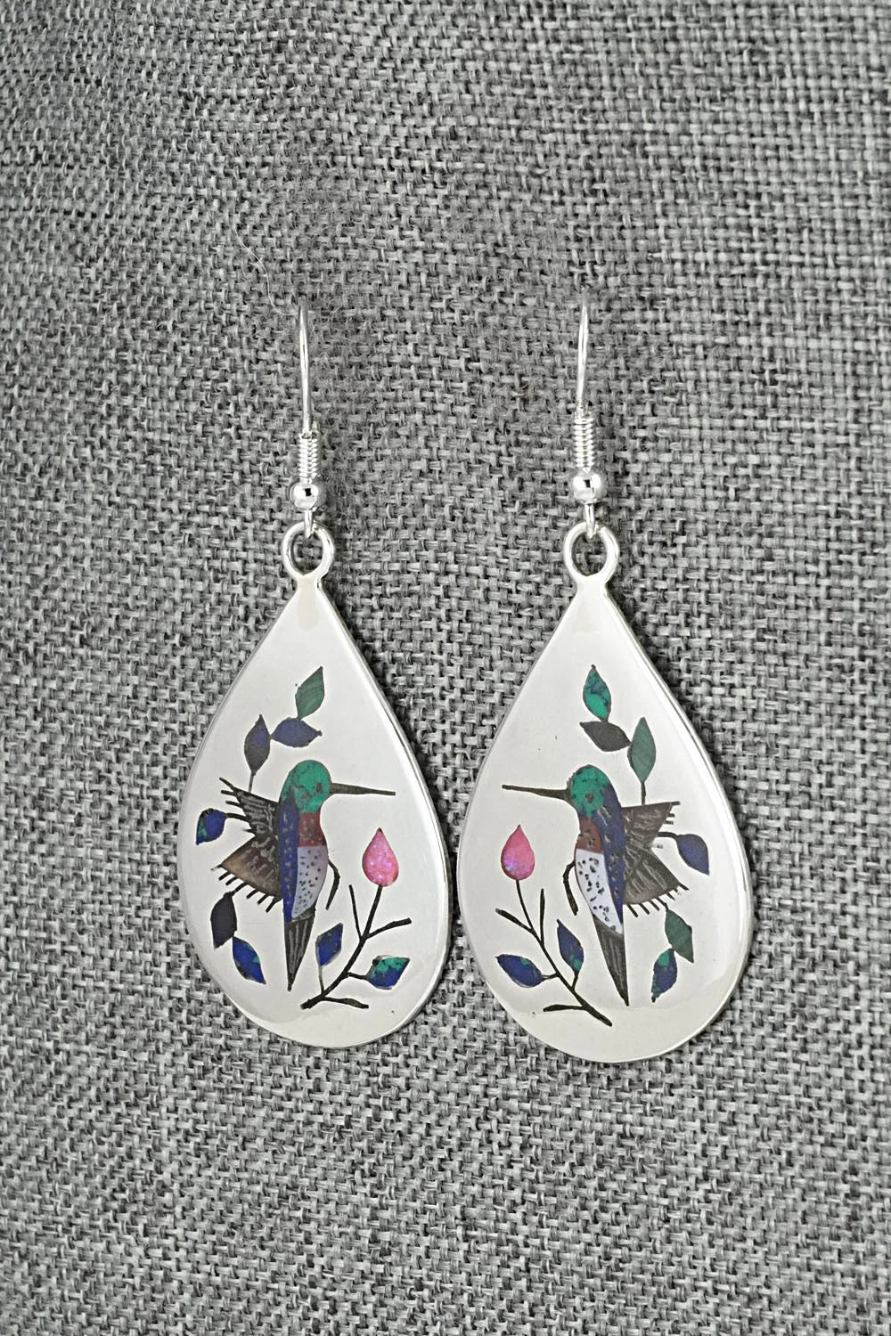 Multi-Stone Inlay & Sterling Silver Earrings - Raymond Boyd