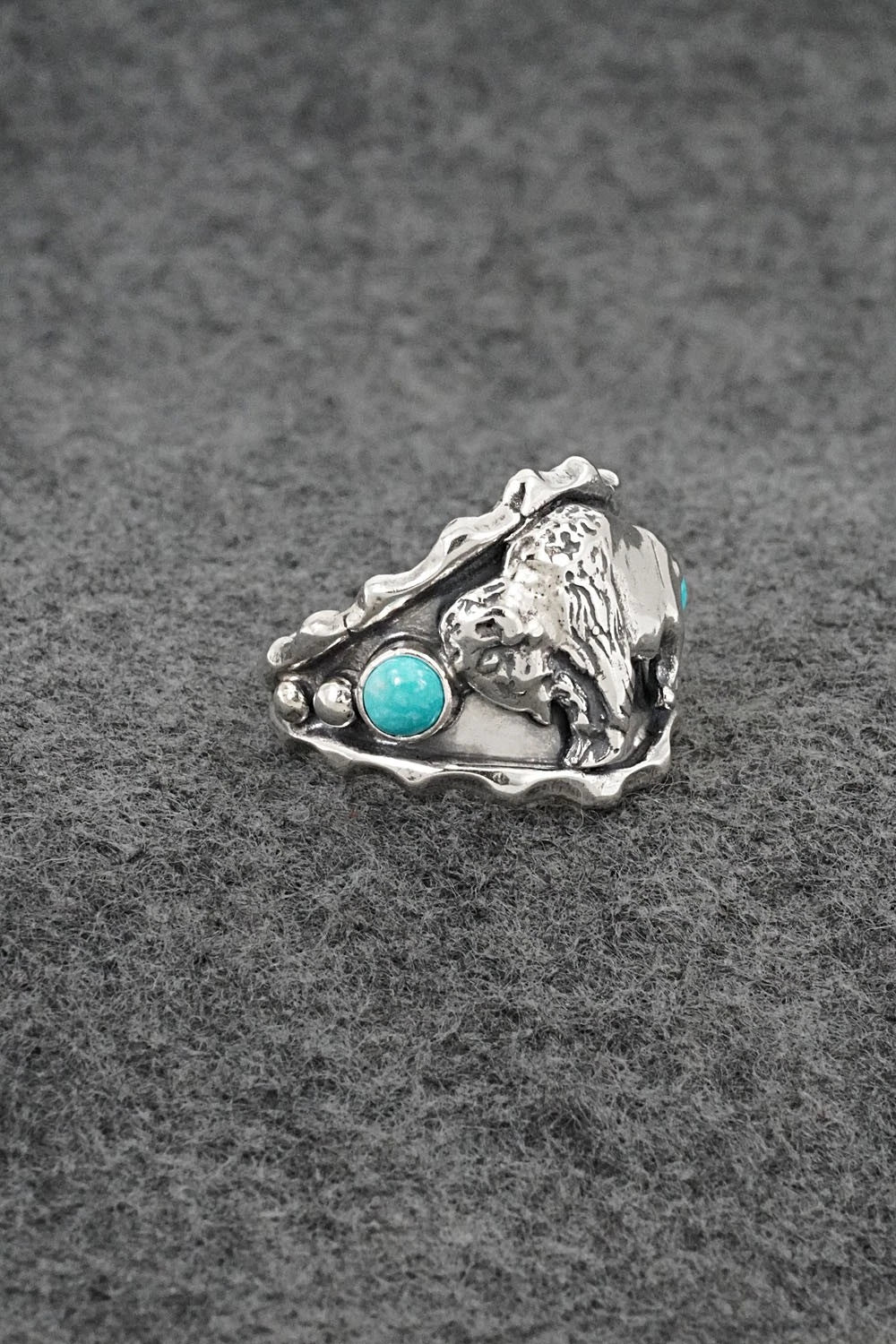 Turquoise & Sterling Silver Ring - Genevieve Francisco - Size 12.5