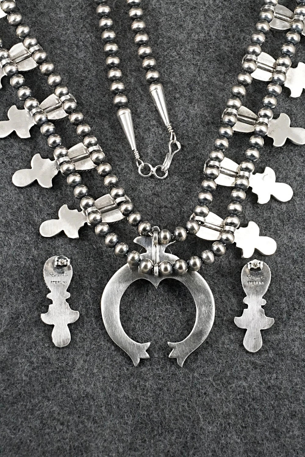 Turquoise & Sterling Silver Squash Blossom Set - Adrienne Gordon