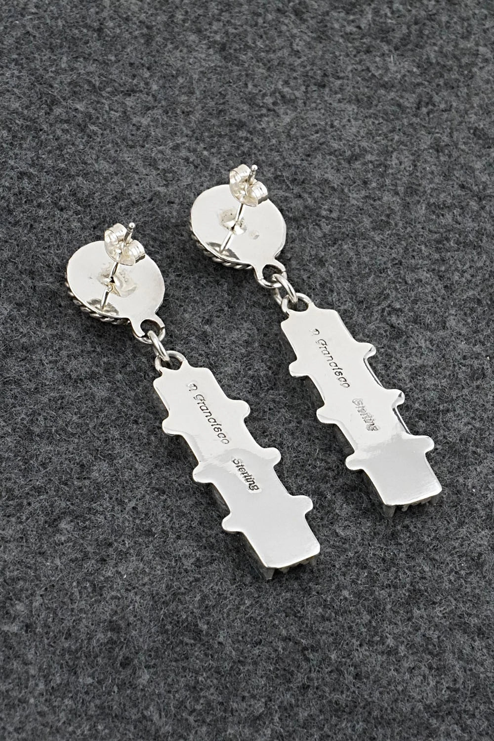 Turquoise, Spiny Oyster & Sterling Silver Earrings - Roland Francisco
