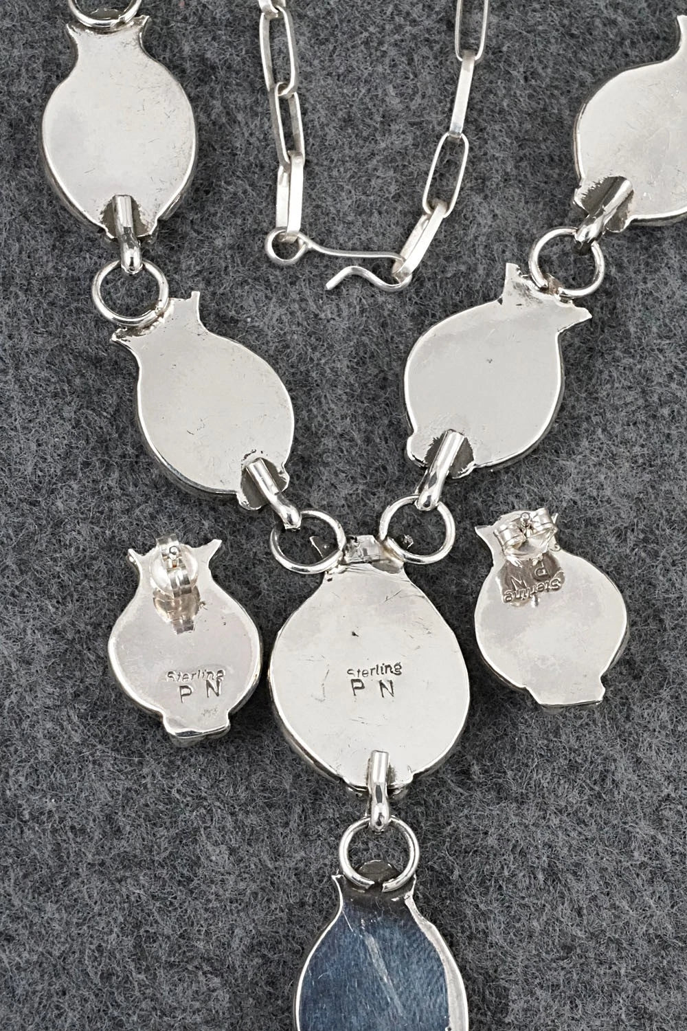 Turquoise & Sterling Silver Necklace and Earrings Set - Phil Nez