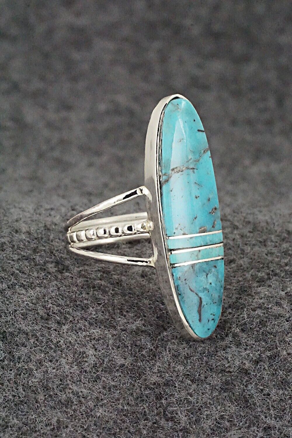 Turquoise & Sterling Silver Ring - Harold Smith - Size 8