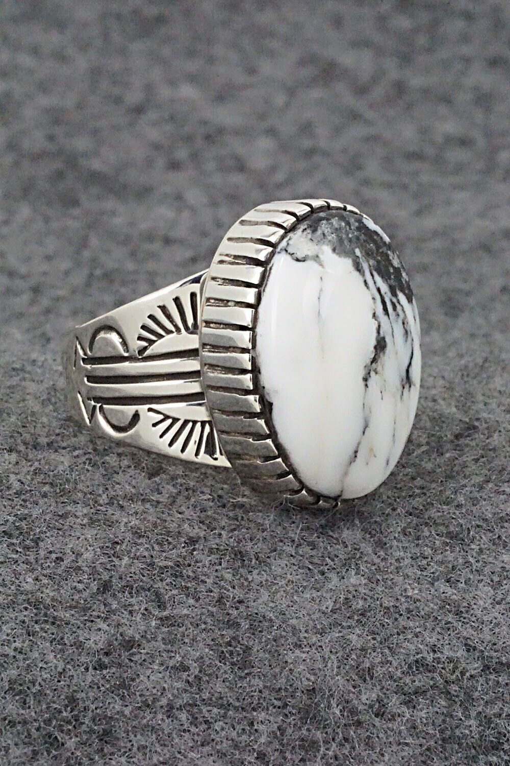 White Buffalo & Sterling Silver Ring - Akee Douglas - Size 11