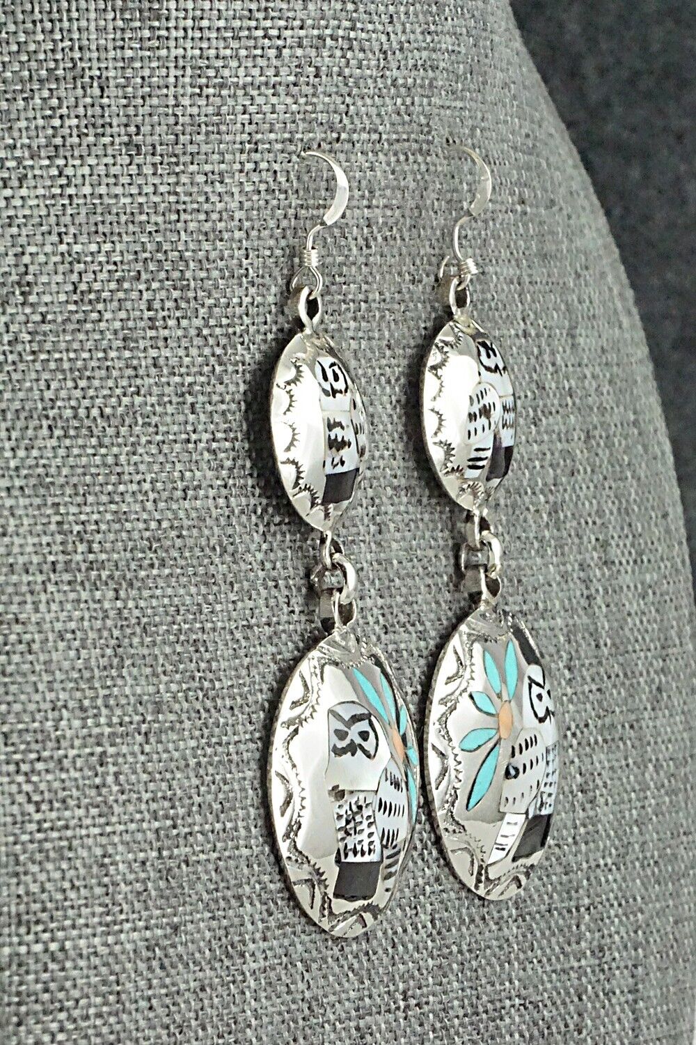 Multi Stone & Sterling Silver Earrings - Quintin Quam Sr.