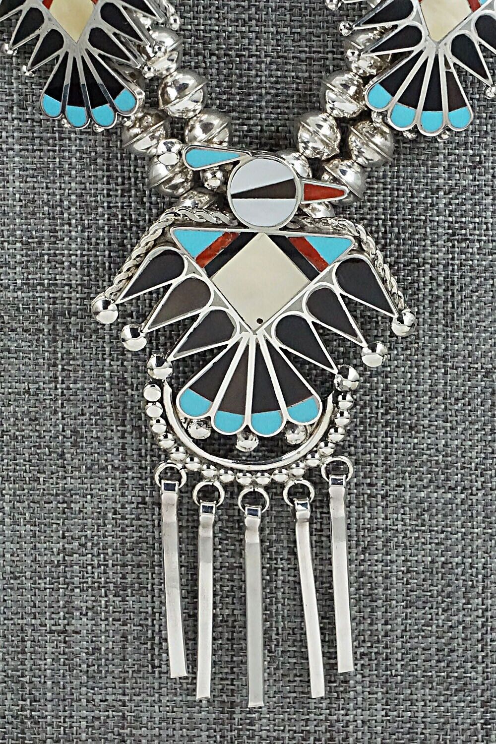 Multi Stone & Sterling Silver Inlay Necklace Set - Adrian Wallace