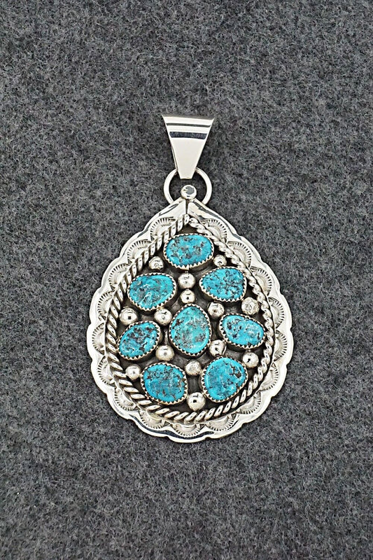 Turquoise & Sterling Silver Pendant - Chester Charley