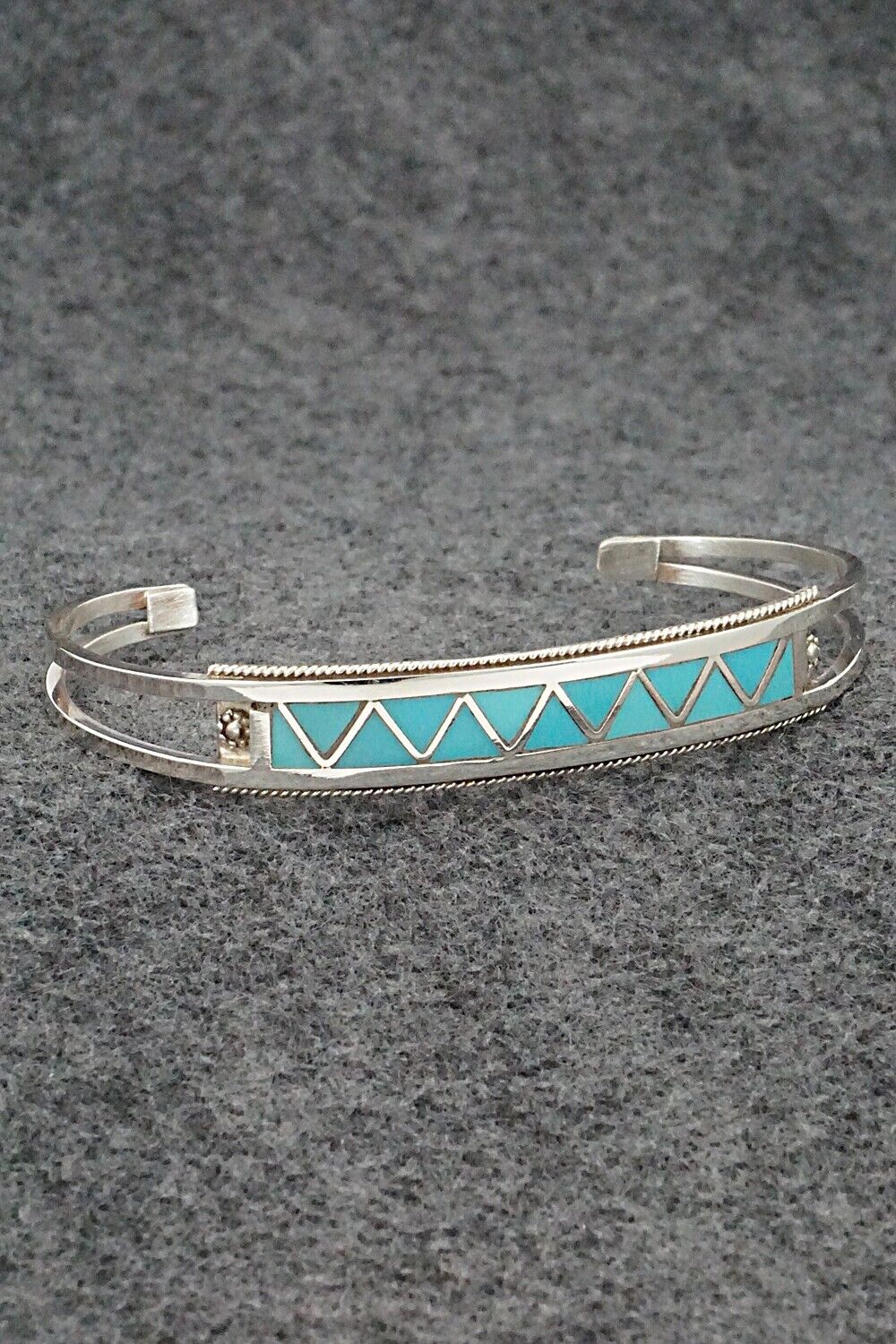 Turquoise & Sterling Silver Inlay Bracelet - Claudine Haloo