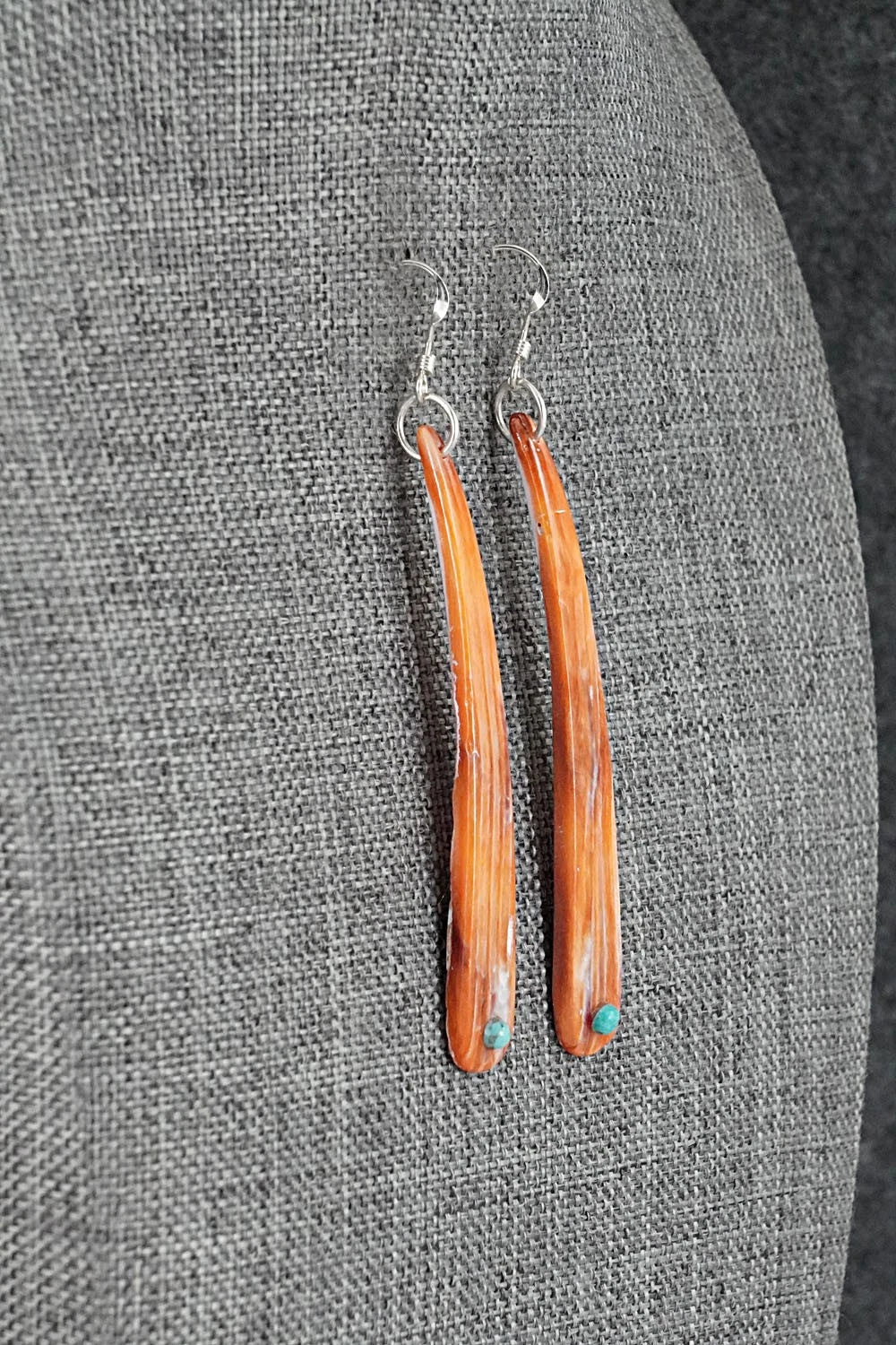 Spiny Oyster, Turquoise & Sterling Silver Earrings - Jesus Espino