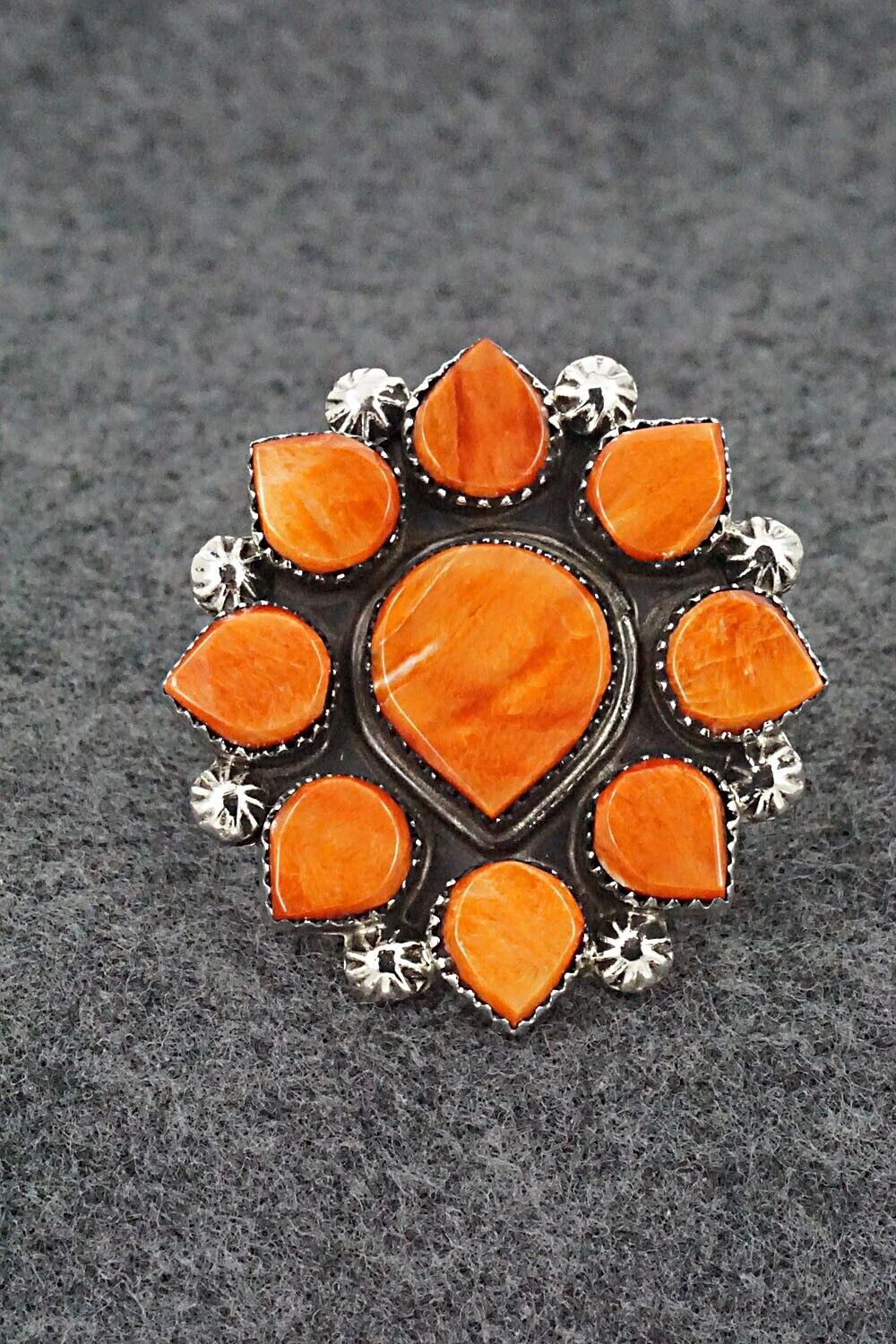 Spiny Oyster and Sterling Silver Ring - Selina Warner - Size 8