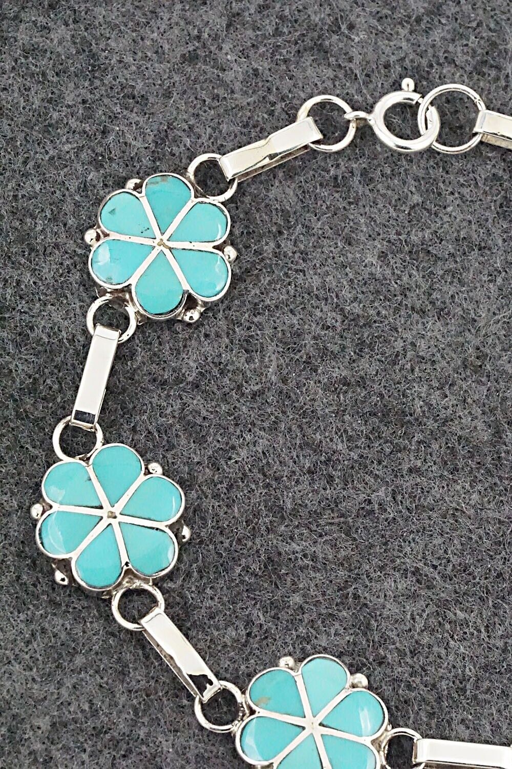 Turquoise & Sterling Silver Link Bracelet - Gina Dosedo