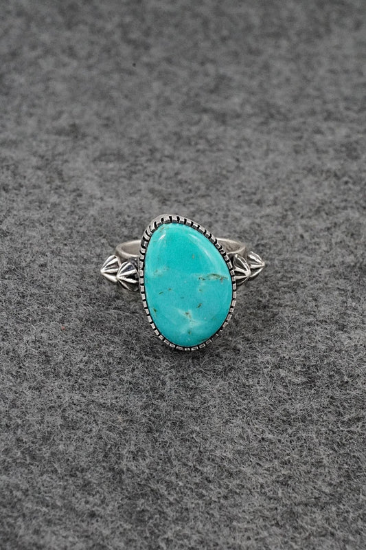 Turquoise & Sterling Silver Ring - Darrin Livingston - Size 8