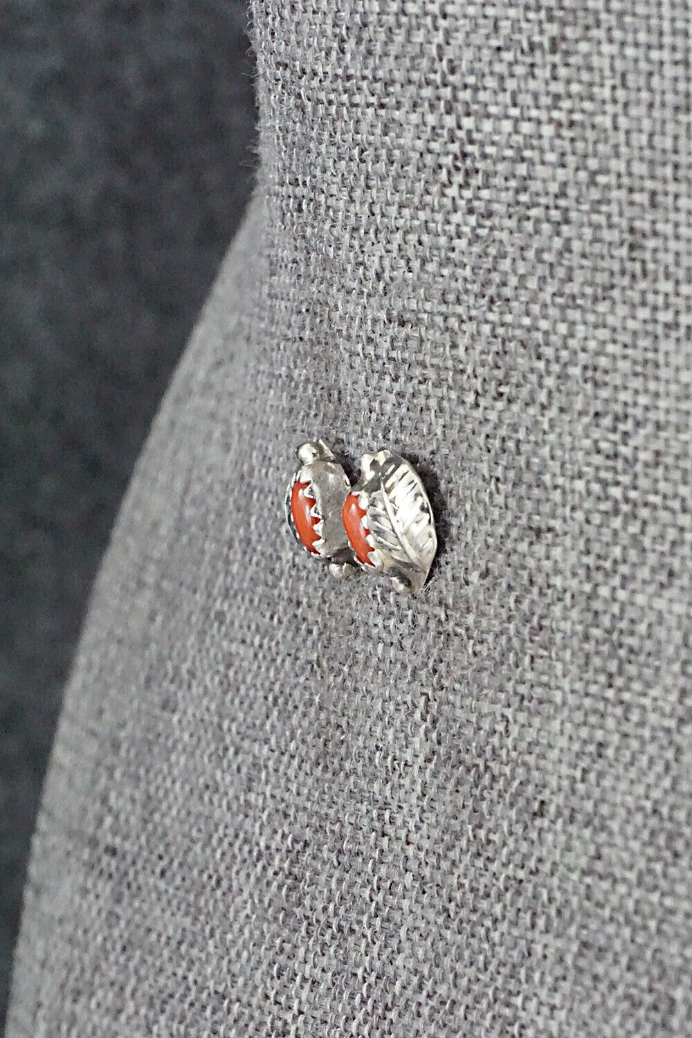 Coral & Sterling Silver Earrings - Roselene Joe