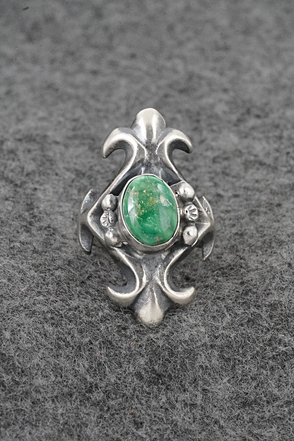 Turquoise & Sterling Silver Ring - Harrison Bitsue - Size 6.5